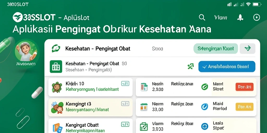 Tampilan antarmuka pengguna aplikasi 380SLOT sebagai pengingat obat.