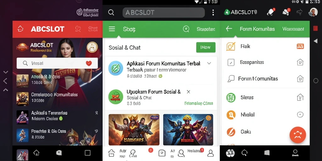 Tampilan antarmuka aplikasi Forum Komunitas ABCSLOT yang interaktif.