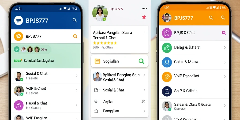 Antarmuka aplikasi BPJS777 untuk VoIP Panggilan yang sederhana dan intuitif.