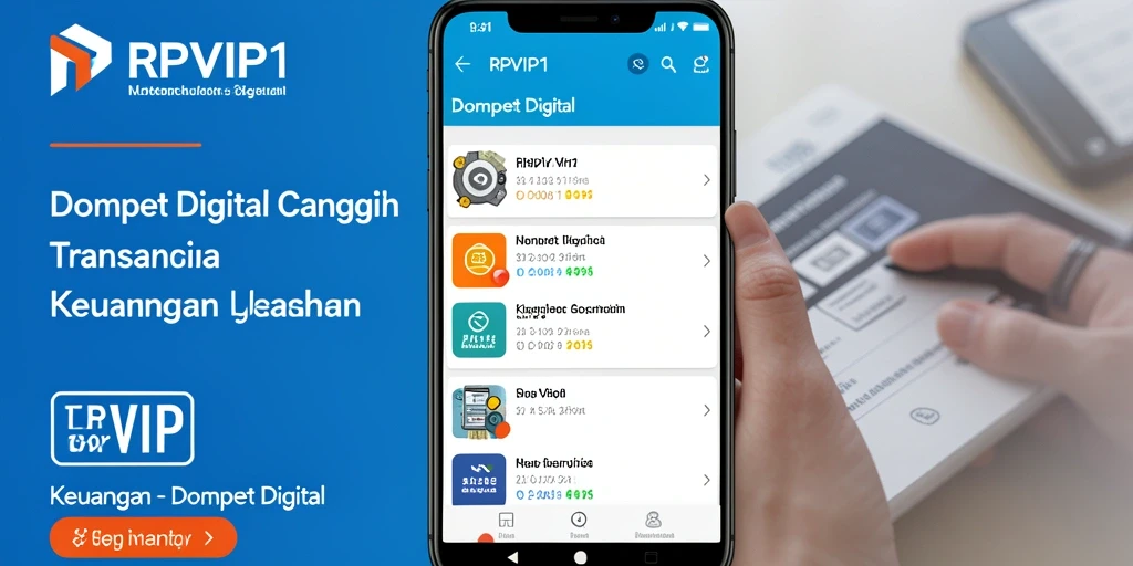 Screenshot aplikasi RPVIP1 menampilkan antarmuka Dompet Digital yang modern dan mudah digunakan.