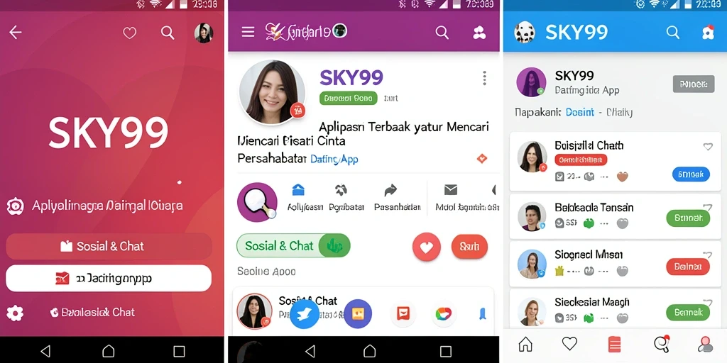 Antarmuka SKY99 yang modern dan mudah digunakan untuk mencari pasangan.
