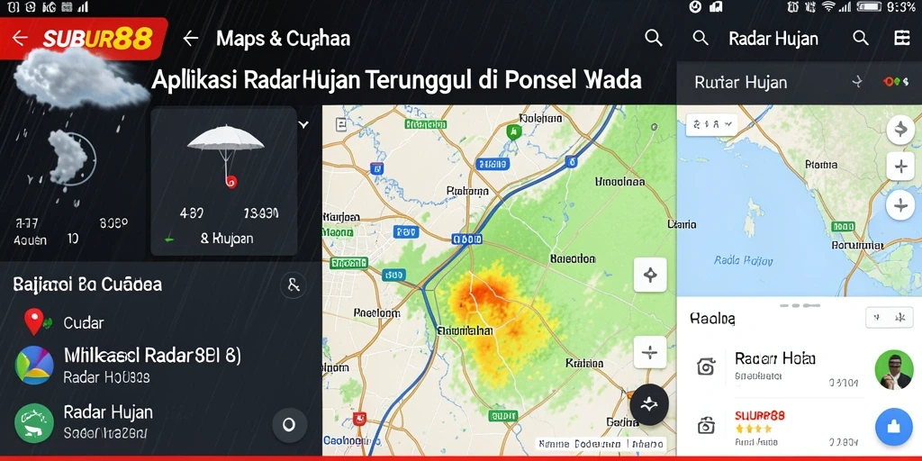 Antarmuka SUBUR88 menampilkan peta radar hujan yang interaktif dan informatif.